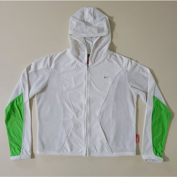 Nike Women's White Dri-FIT Mesh Hoodie - Picture 1 of 13